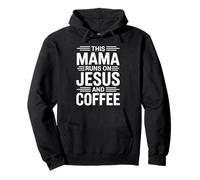 This Mama Runs On Jesus And Coffee Felpa con Cappuccio