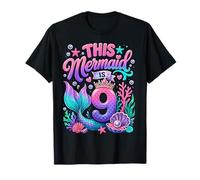 This Mermaid Is 9 Years Old Ocean 9th Birthday Party Girl Maglietta