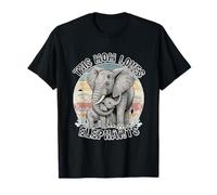 This Mom Loves Elephants Retro Animal Lover Maglietta