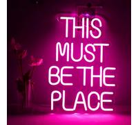 This Must Be The Place, insegna al neon per decorazione da parete, luce al neon, con testo rosa, a LED, alimentata tramite USB, per camera da letto, sala giochi, feste, matrimoni