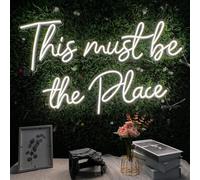 "This must be the place" - Targa con luce a LED, funzionamento USB, lampada da lavoro, decorazione da parete artistica per casa, camera da letto, bar, ufficio, regali personalizzati (bianco)