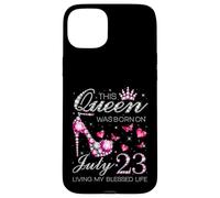 This Queen Was Born on July 23 Living My Blessed Life Custodia per iPhone 15 Plus