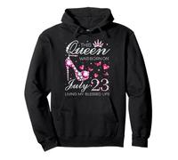 This Queen Was Born on July 23 Living My Blessed Life Felpa con Cappuccio