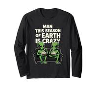 This Season of Earth Is Crazy Aliens Popcorn Meme Maglia a Manica