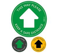 This Way Please Adesivi per pavimenti con freccia | Confezione da 5 adesivi di avvertimento di pericolo per le distanze sociali