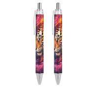 THisdownd Two Tigers in Love Flames - Penna a sfera retrattile, inchiostro nero, punta fine da 0,5 mm, forniture per ufficio