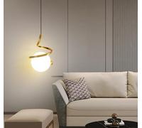 THisga LED Globo di vetro Lampada a sospensione Minimalismo Nordico camera da letto Comodino Luce a sospensione Luce a soffitto Luce calda 3000K soggiorno cucina,D'oro
