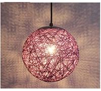 THisga Moderna rotonda Rattan lampada a sospensione Lampadario creativo palla colorata design del soffitto Hanging Luce Sala da pranzo appesi lampadario E27 Camera da letto for bambini,Viola