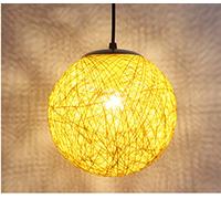 THisga Moderna rotonda Rattan lampada a sospensione Lampadario creativo palla colorata design del soffitto Hanging Luce Sala da pranzo appesi lampadario E27 Camera da letto for bambini,Giallo