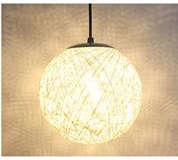 THisga Moderna rotonda Rattan lampada a sospensione Lampadario creativo palla colorata design del soffitto Hanging Luce Sala da pranzo appesi lampadario E27 Camera da letto for bambini,Bianca