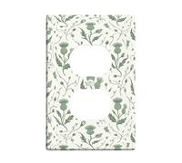 Thistle Duplex Outlet Covers Placca da parete, Botanical Natural Floral Vine Spring Green Plastic Standard Size Face Plates for Electrical Outlet for Home Living Room New Apartment Decor