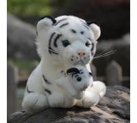 ThisToffGuys Realistica Tigre Siberiana Peluche (Madre & Cucciolo), Simpatica Mascotte Bianca, (White)