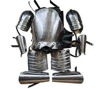 ThisToffGuys Set di armatura a piastre for il petto LARP fantasy, corazza e spallacci da avventuriero in stile europeo indossabili, armatura a piastre da combattimento mercenaria per