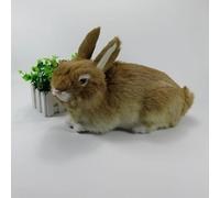 ThisToffGuys Statuina realistica di coniglio sdraiato da 13 pollici, coniglietto di peluche marrone, modello di animale realistico, decorazione pasquale(Yellow)