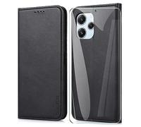 THIYUFUNS Cover a Libro in Pelle Xiaomi Redmi 12 4G / 5G (6.79") con Vetro Temperato,Custodia PU Portafoglio Flip Magnetica Wallet Per Xiaomi Redmi 12 4G / 5G - Nero