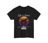 thjbd5se Dog Lover T-Shirt Life is Better with Dogs Tee Unisex Graphic Dog Black XXL