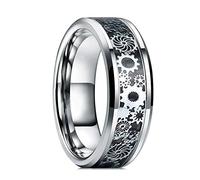 THJEW Anello a fascia da uomo, 8 mm, in carburo di tungsteno, stile punk, gotico, biker, cocktail, feste, idea regalo per uomini, Acciaio, Nessuna pietra preziosa