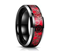 THJEW Anello a fascia da uomo, 8 mm, in carburo di tungsteno, stile punk, gotico, biker, cocktail, feste, idea regalo per uomini, Acciaio, Nessuna pietra preziosa