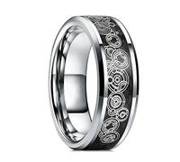 THJEW Anello a fascia da uomo, 8 mm, in carburo di tungsteno, stile punk, gotico, biker, cocktail, feste, idea regalo per uomini, Acciaio, Nessuna pietra preziosa