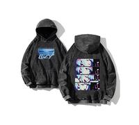 (THK370 Nero-S) Anime Cyberpunk: Edgerunners Felpe con cappuccio lavate, stampate, casual, da uomo,