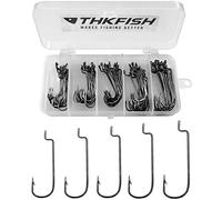 THKFISH 100Pezzi/Scatola Ami da Pesca Amo Offset Worm Hook Amo da Pesca Accessori Drop Shot Texas Rig # 2# 1 1/0 2/0 3/0