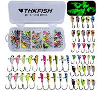 THKFISH 50 pz/scatola di maschere da pesca sul ghiaccio set esche da pesca glaucomi maschere teste per pesca su ghiaccio kit attrezzi panfish Crappie pesce persico jigs Ice Fishing Box A