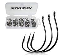 THKFISH 50Pezzi Ami da Pesca Acciaio al Carbonio Ganci Gancio Drop Shot Piccolo Ami da Pesca Mare #3#2#1 1/0 2/0