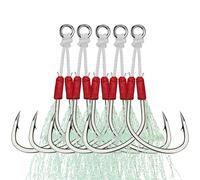 THKFISH Ami da pesca per pesca in acqua salata Dancing Stinger Jigging Ganci di ricambio per esche da pesca verticali Slow Pitch Jgs RED-SHAG-3-0-15pcs
