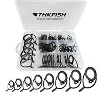 THKFISH Anelli Canna da Pesca Kit di Riparazione per canne da Pesca Acciaio Inossidabile Guida agli Anelli in Ceramica Nero Telaio-75 Pezzi