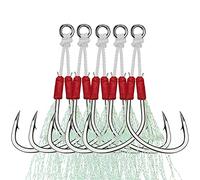 THKFISH Assist Jig Hooks Ami da Pesca di Ricambio per Esche da Jigging Verticali a Passo Lento 5 pezzi ROSSO-#3/0