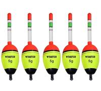 THKFISH Galleggianti da pesca Bobber da pesca luci di pesca 5 pezzi 5 g + 10 pezzi Bastoncini luminosi