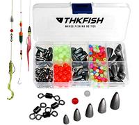 THKFISH - Inneschi da pesca Texas & Carolina, pesi a proiettile, piombi, ami, girelle, perline e anelli, kit di attrezzatura da pesca da 339 pezzi