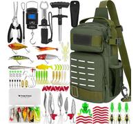 THKFISH, kit di 85 pezzi per attrezzature da pesca, zaino da pesca con scatole per esche incluse, kit di attrezzature da pesca che include esche da pesca, attrezzi da pesca, pinze da pesca, rimuovi