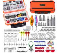THKFISH Kit di Accessori per la Pesca, 210 Pezzi Pesca Accessori Cassetta con ami da Pesca, piombi da Pesca Accessori Mare Attrezzatura
