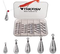 THKFISH Pesi da Pesca Pesca Sinker Drop Shot Pesi Pesi Kit Drop Shot Rig Wacky Ganci Offset Attrezzatura da Pesca D-28pcs-Waterdrop Shape