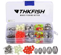 THKFISH Plomb Texas e Carolina Attrezzatura per la Pesca, B2-339pezzi spigola Pesca Proiettile Pesi per Sinkers da Pesca Ganci rotolamento barile Pesca girevoli Perline Anello