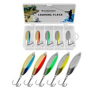 THKFISH Set di 5 esche da pesca - indicatori di direzione per la pesca alla trota; trota di mare, versatili, spoon, trota, pilker, esche da pesca per spinning e jiggen P01-YUER