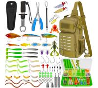 THKFISH Set di 79 pezzi per borsa da pesca, zaino impermeabile da pesca con scatole, borsa da pesca per la pesca, inclusi pinze da pesca, esche, rimuovi ami da pesca e Lip Gripper