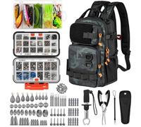 THKFISH Set di attrezzi da pesca da 462 pezzi, zaino e scatola con attrezzi, inclusi escha, ganci, piombo, set di accessori, pinze, pinze per labbro, attrezzatura e regalo