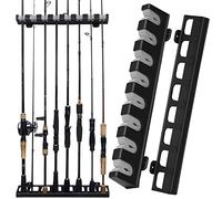 THKFISH Supporti per canna da pesca da parete, supporto verticale per canna da pesca per garage, negozio di barche, 8 canne da pesca, 1 paio grigio