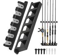 THKFISH Supporto per canna da pesca da parete, supporto verticale per canna da pesca, per garage, negozio di barche, 6 canne da pesca, 1 paio