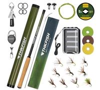 THKFISH Tenkara - Set di canne da mosche telescopiche in fibra di carbonio 24T, dispositivo combinato con borsa per il trasporto, corda ed esche per ruscelli, trote