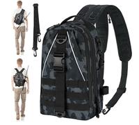 THKFISH Zaino da Pesca 10L Borsa da Pesca con Rod Holder Zaini da Hiking Zaino all'aperto con Tracolla Rimovibile Zaini Campeggio, per 3 * 3600 Cassa di Pesca BLACKCAMO