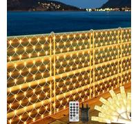 THKFUL Rete luminosa da esterno, 6 x 3 m 408LED Luci Nette Alimentazione Plug-In,impermeabile rete luminosa da interno telecomando timer 8 modalità, per cespugli giardino (bianco caldo)