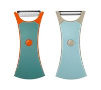 THKO Pelapatate Professionale Set Acciaio: Pela Patate e Verdure 2PCS - Pelapatate Doppio Taglio Rotante - Pelaverdure Universale Manuale - Lama in Acciaio Inossidabile (Grigio Blu & Grigio Arancio)