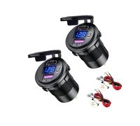 Thlevel 2PCS Presa USB Caricatore per Auto Tipo C e QC3.0 12V Caricabatteria Carica Rapida Impermeabile con Interruttore Voltmetro LED Indicazione Moto Camper Camion Barche