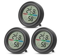 Thlevel 3 Pezzi Mini Igrometro Digitale Termometro Interni Esterno Monitor di Temperatura e Umidità Ambiente con Indicatore di Comfort Facciale per Ufficio Serra Cantina