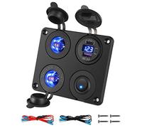 Thlevel 4 in 1 Pannello Caricabatteria da Auto 12V 24V Presa Accendisigari PD e USB Auto con LED Voltmetro e Interruttore per Veicoli Barca Camion Caravan