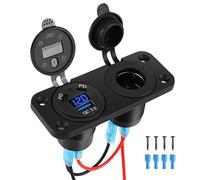 Thlevel Caricabatteria da Auto 45W PD Tipo C 18W QC 3.0 Presa Accendisigari USB da Pannello12V di Corrente con Voltmetro Digitale a LED e Interruttore Touch per Barca Marina