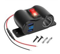 Thlevel Caricabatteria da Auto Dual Presa USB Accendisigari Caricatore di Ricarica Rapida Adattatore con Interruttore e Display di tensione a LED per Barca Marine Camion